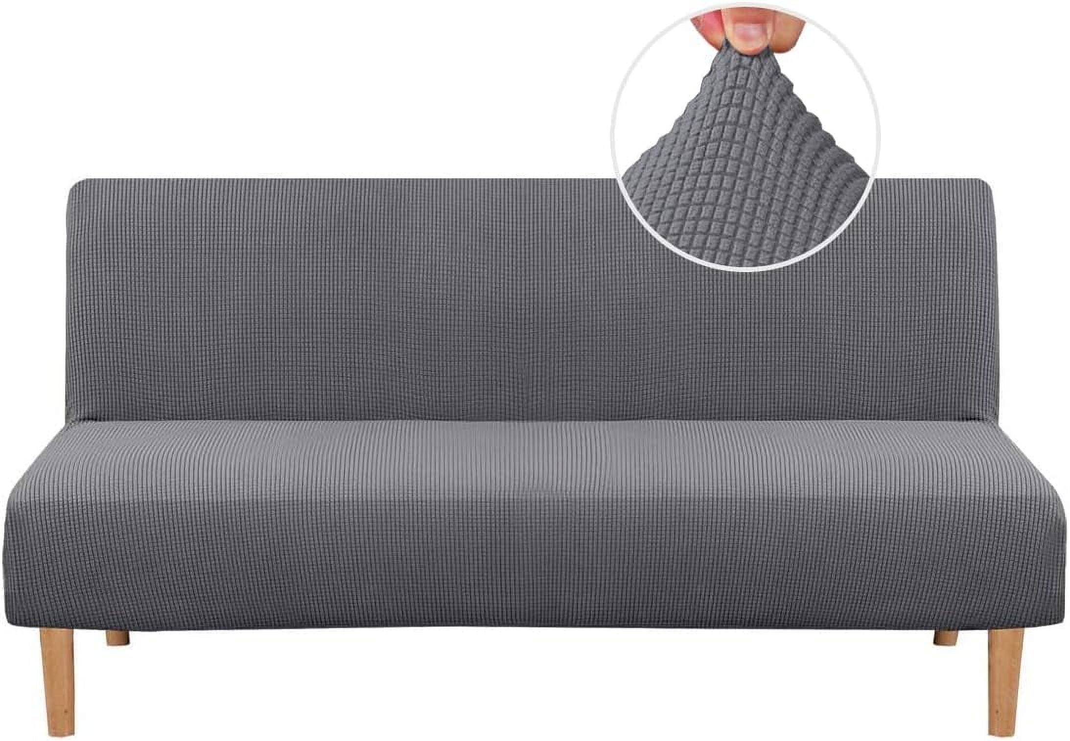 XUELC Armless Stretch Thickened Sofa Bed Cover Protective Cover Stretch Functional Rich Texture High Spandex Small Plaid Jacquard Fabric Duvet Cover