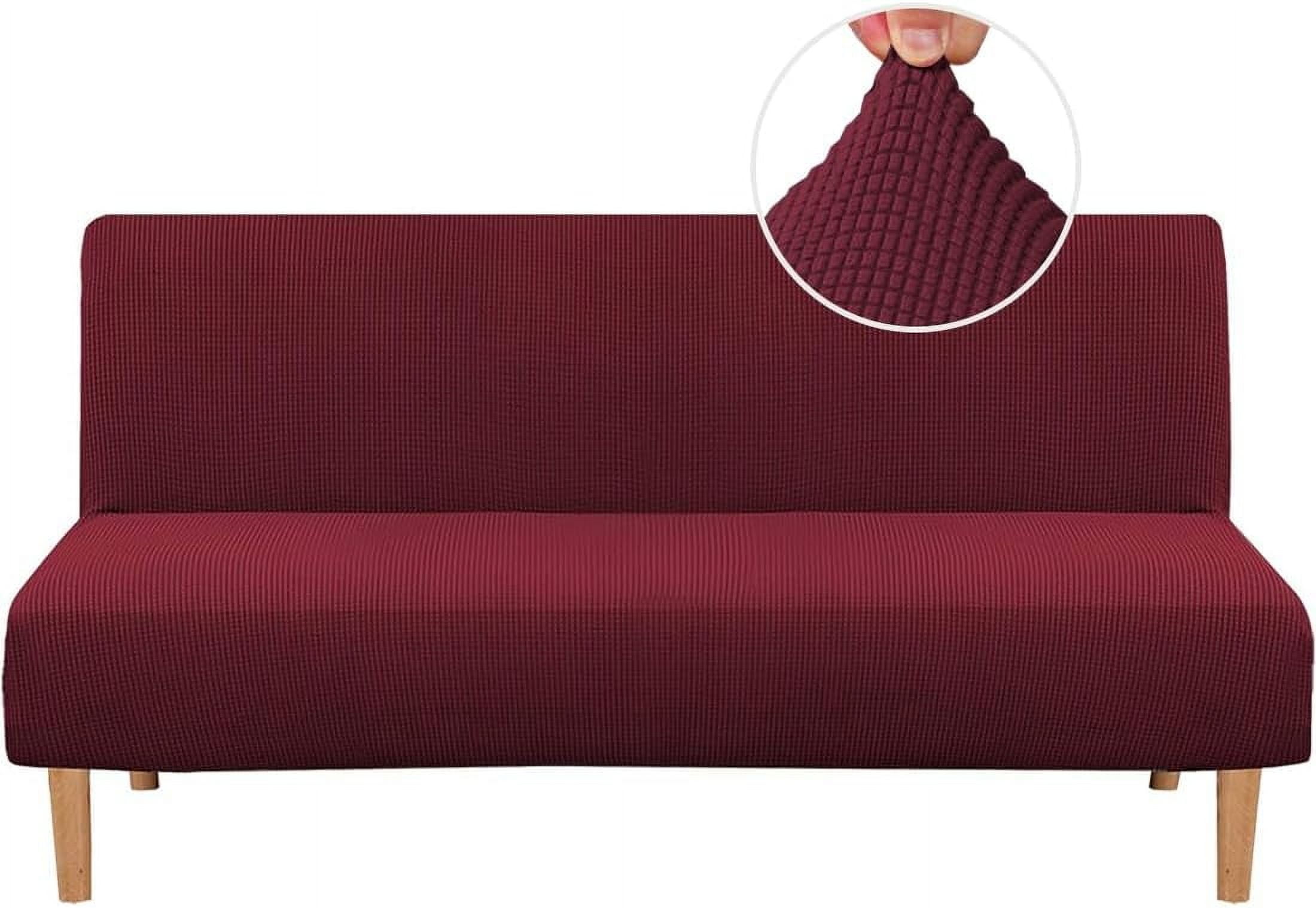 XUELC Armless Stretch Thickened Sofa Bed Cover Protective Cover Stretch Functional Rich Texture High Spandex Small Plaid Jacquard Fabric Duvet Cover