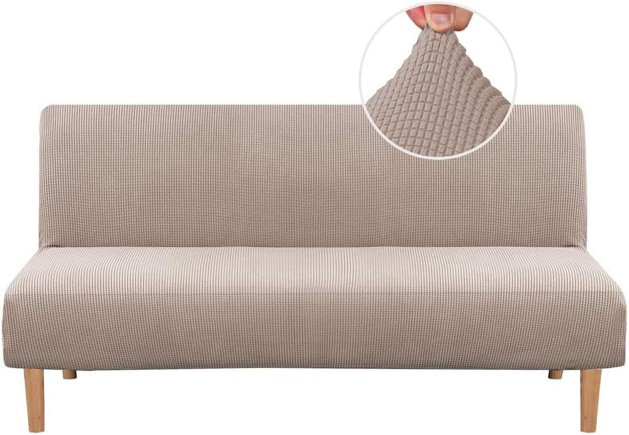 XUELC Armless Stretch Thickened Sofa Bed Cover Protective Cover Stretch Functional Rich Texture High Spandex Small Plaid Jacquard Fabric Duvet Cover