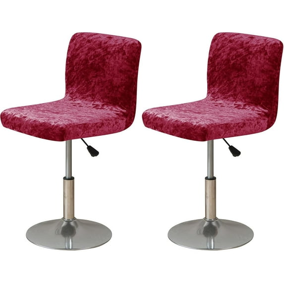 XUELC Crushed Velvet Brown Bar Stool Cover Stretch Stool Cover Swivel Counter Stool Cover Low Profile Short Back Chair Protective Cover 2pc