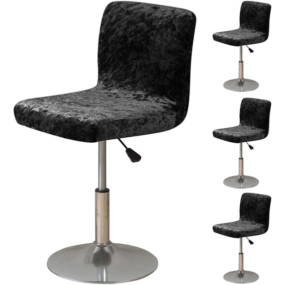 XUELC Crushed Velvet Brown Bar Stool Cover Stretch Stool Cover Swivel Counter Stool Cover Low Profile Short Back Chair Protective Cover 4pc