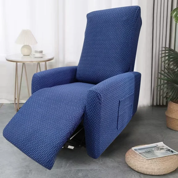 XUELC Stretch Recliner Chair Cover for 1-Seat, Herringbone Pattern Slipcover with Side Pocket, Washable Furniture Protector