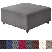 XUELC Stretch Square Ottoman Slipcover  Jacquard Knit, Washable, Elastic Bottom, Furniture Protector
