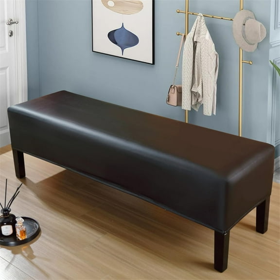 XUELC Waterproof PU Bench Cover Dining Room Piano Bench Cover Stretchable Washable Upholstered Bench Cover Bed End Shoeshine Bench Dust Cover