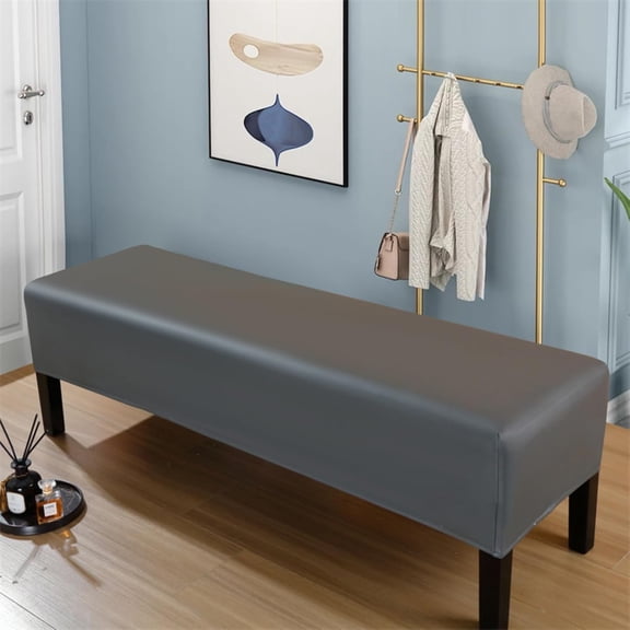 XUELC Waterproof PU Bench Cover Dining Room Piano Bench Cover Stretchable Washable Upholstered Bench Cover Bed End Shoeshine Bench Dust Cover