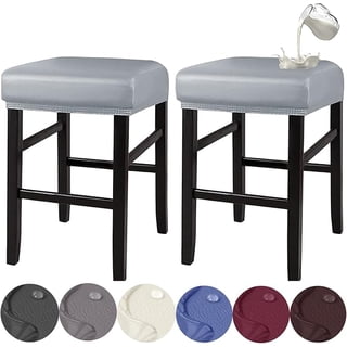 XUELC Waterproof PU Stool Seat Covers, 2/4 Pack Elastic Rectangle Slipcovers for Bar Stools