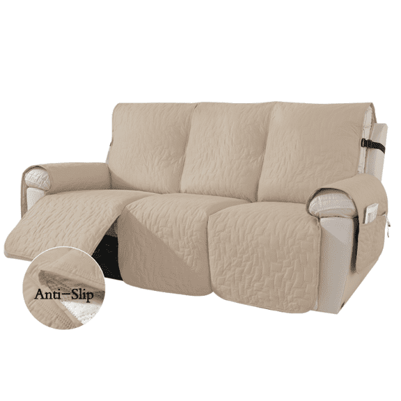 XUELC Waterproof Recliner Sofa Cover Reclining Couch Covers Non-Slip with Elastic Straps Pocket for Pets Washable Furniture Protector