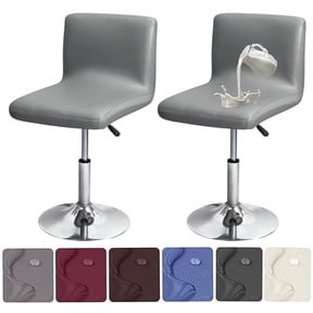 XUELC Waterproof Stretch Bar Stool Covers, 2/4 Pack PU Slipcovers with Back for Low Back Stools