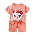thumbnail image 1 of XUELUO Baby Boys Casual Outfit Sets Summer Cartoon Animal Print Crew Neck Short Sleeve Tshirts Tops And Shorts 2 Piece Outwear,Pink,12-18 Months, 1 of 4