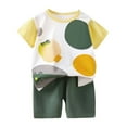 thumbnail image 1 of XUELUO Baby Boys Casual Outfit Sets Summer Cartoon Animal Print Crew Neck Short Sleeve Tshirts Tops And Shorts 2 Piece Outwear,White,18-24 Months, 1 of 3