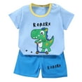 thumbnail image 1 of XUELUO Baby Boys Casual Outfit Sets Summer Cartoon Dinosaur Print Crew Neck Short Sleeve T Shirt Tops and Shorts Two Piece Sportwear,Blue,12-18 Months, 1 of 3