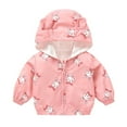 thumbnail image 1 of XUELUO Baby Boys Coats & Jackets Autumn Winter Cute Cartoon Rabbit Print Hooded Long Sleeve Zipper Coat Casual Windbreaker Jacket Daily-Wear,Pink,6-12 Months, 1 of 3