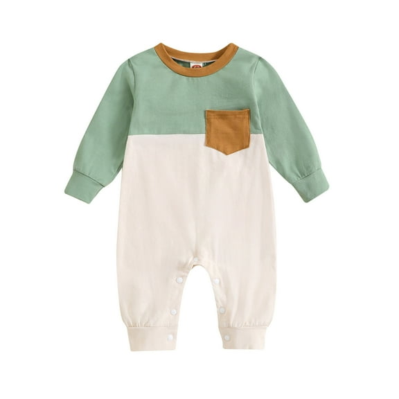 XUELUO Baby Girls Jumpsuits & Rompers Color Block Print Crew Neck Long Sleeve Bodysuits Streetwear