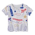 thumbnail image 1 of XUELUO Baby Girls Tops & T-Shirts Summer Cartoon Print Round Neck Short Sleeve Loose Fit Casual Sports Comfortable Pullover Tee Shirts Outwear,White,1-2 Years, 1 of 5