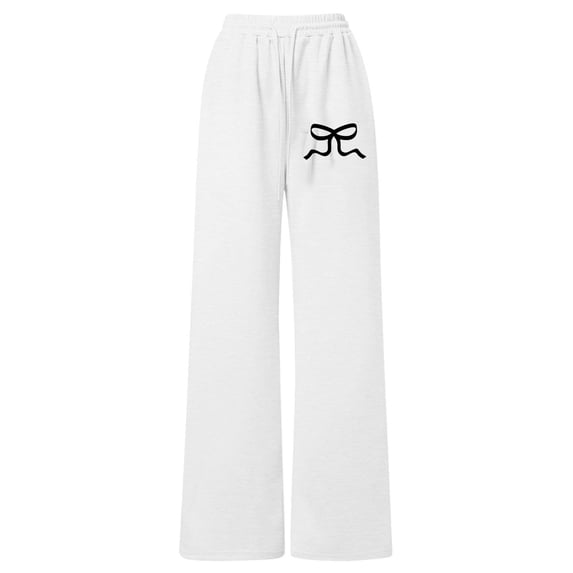 XUELUO Big Girls Athletic Pants Bow Print Drawstring Waist Wide Leg Sweatpants Loose Lightweight Playful Casual Joggers Pants