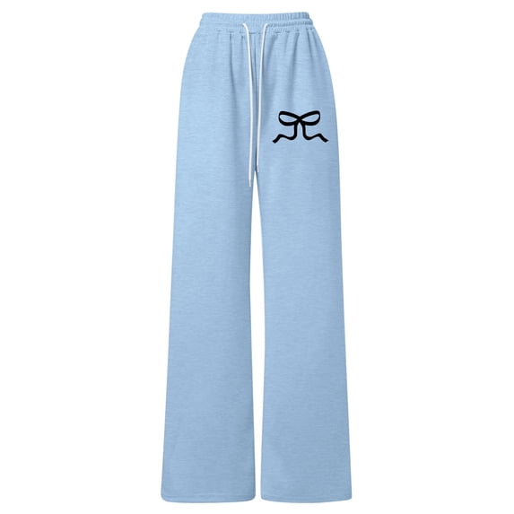 XUELUO Big Girls Athletic Pants Bow Print Drawstring Waist Wide Leg Sweatpants Loose Lightweight Playful Casual Joggers Pants