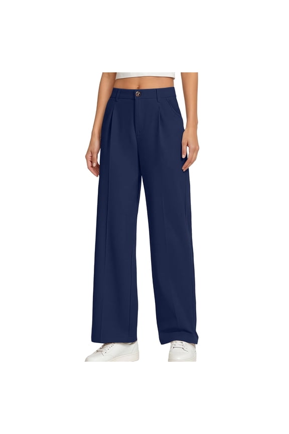 Big Girls Dress Pants Wide Leg High Waist Pleated Solid Pants Graduation Season & Spring Formal Bottom Loose Trousers