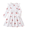 thumbnail image 1 of XUELUO Big Girls Dresses Cherry Print Tiered Ruffled Skirts & Pleated Bodice Long Sleeve Dress Kids Spring Valentine Outfit, 1 of 9