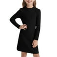 thumbnail image 1 of XUELUO Big Girls Dresses Ribbed Knit Long Sleeves Crew Neck Skirts Spring Winter & Daily Moments Kids Slim Sweater Dress, 1 of 5