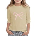 thumbnail image 1 of XUELUO Big Girls T-Shirts Three Quarter Sleeve Crew Neck Pink Bow Print Tee Cute Gentle Soft Valentine'S Day Spring Cozy Tee, 1 of 4