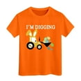 thumbnail image 1 of XUELUO Boys Athletic Shirts Summer Cartoon Print Crew Neck Short Sleeve Casual Sports Tops Tshirts Streetwear,Orange,12-13 Years, 1 of 4