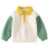 thumbnail image 1 of XUELUO Boys Athletic Shirts Summer Color Block Print Lapel Button Down Long Sleeve Casual Fashion Pullover With Pockets Tee Shirts Activewear,White,4-5 Years, 1 of 4