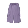 thumbnail image 1 of XUELUO Boys Athletic Shorts And Pants Summer Cargo Solid Color Elastic Waist Drawstring Wide Leg Loose Casual Sports Shorts Trousers Beachwear,Purple,3-4 Years, 1 of 1