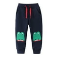 thumbnail image 1 of XUELUO Boys Pants Kids Autumn Winter Cartoon Car Embroidery Elastic Waist Drawstring Straight Leg Sweatpants Sports Jogger Holiday Wear,Blue,7-8 Years, 1 of 4