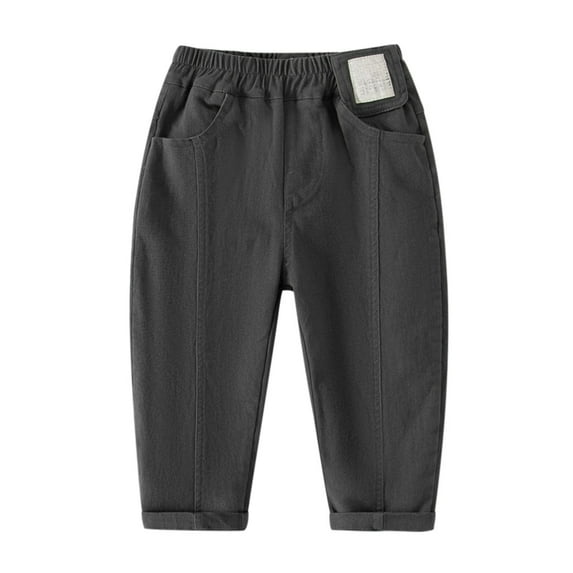 XUELUO Boys Pants Kids Autumn Winter Denim Solid Color Elastic Waist Comfortable Loose Fit Casual Straight Leg Jeans Holiday Wear,Gray,7-8 Years