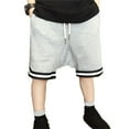 thumbnail image 1 of XUELUO Boys Pants Kids Summer Solid Color Elastic Waist Drawstring Basketball Casual Sports Shorts Pockets Trousers Holiday Wear,Gray,5-6 Years, 1 of 7