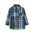 thumbnail image 1 of XUELUO Boys Shirts & Tops Kids Autumn Winter Plaid Print Lapel Button Down Long Sleeve Pockets Tops Coat Jacket Tshirts Activewear,Blue,5-6 Years, 1 of 6