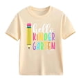 thumbnail image 1 of XUELUO Boys Shirts & Tops Kids Summer Back To School Letter Print Round Neck Short Sleeve Elastic Casual Comfortable Tops T Shirts Holiday Wear,Beige,7-8 Years, 1 of 8