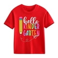 thumbnail image 1 of XUELUO Boys Shirts & Tops Kids Summer Back To School Letter Print Round Neck Short Sleeve Elastic Casual Comfortable Tops Tshirts Outwear,Red,6-7 Years, 1 of 7