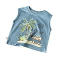 thumbnail image 1 of XUELUO Boys Shirts & Tops Kids Summer Cartoon Dinosaur Print Crew Neck Sleeveless Tank Tops Casual Vest Tshirts Outwear,Blue,9-10 Years, 1 of 9