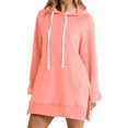 thumbnail image 1 of XUELUO Hoodie Dress For Women Solid Color Hooded Drawstring Long Sleeve Sweatshirt Mini Summer Dresses With Pockets Streetwear,Pink,XXL, 1 of 1