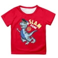 thumbnail image 1 of XUELUO Juniors Boys Athletic Shirts Summer Cartoon Dinosaur Print Round Neck Short Sleeve Outdoor Comfortable T Shirts Holiday Wear,Red,6-7 Years, 1 of 3