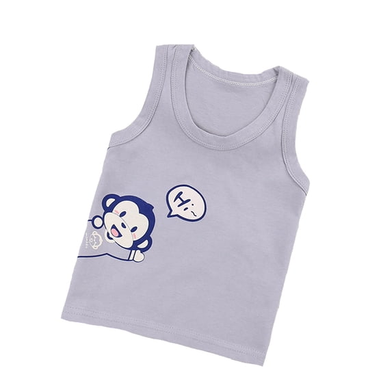 XUELUO Juniors Boys Athletic Shirts Summer Cute Cartoon Print Crew Neck Sleeveless Vest Tank Tops Comfortable T Shirts Sportwear,Gray,5-6 Years