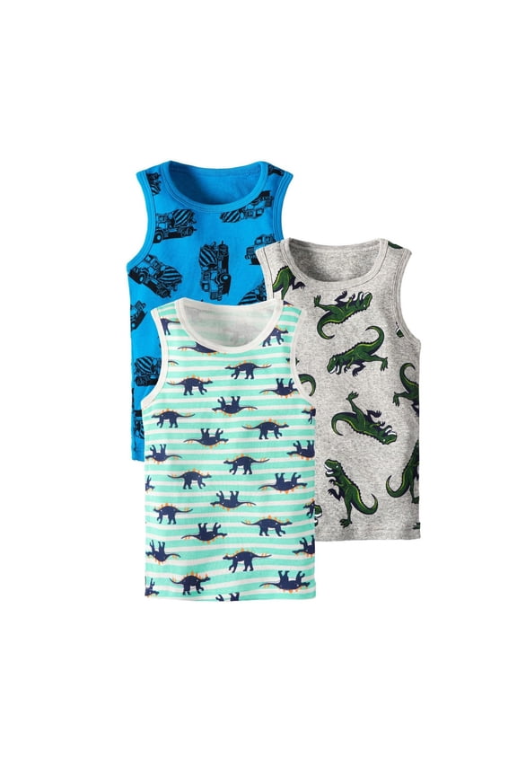 Juniors Boys Athletic Shirts Summer Dinosaur Print Round Neck Sleeveless Vest Tank Tops Tshirts Streetwear,Green,5-6 Years