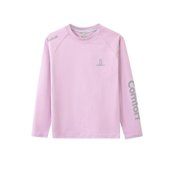 XUELUO Juniors Boys Athletic Shirts Summer Quick Drying Solid Color Round Neck Long Sleeve Base Sports T Shirts Daily-Wear,Purple,13-14 Years