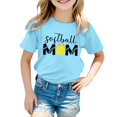 thumbnail image 1 of XUELUO Juniors Girls Tops & T-Shirts Summer Mother'S Day Baseball Print Round Neck Short Sleeve Loose Casual Pullover T-Shirts Holiday Wear,Blue,12-13 Years, 1 of 4