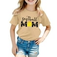 thumbnail image 1 of XUELUO Juniors Girls Tops & T-Shirts Summer Mother'S Day Baseball Print Round Neck Short Sleeve Loose Casual Pullover Tshirts Streetwear,Beige,10-11 Years, 1 of 4
