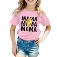 thumbnail image 1 of XUELUO Juniors Girls Tops & T-Shirts Summer Mother'S Day Letter Print Round Neck Short Sleeve Loose Casual Pullover T-Shirts Daily-Wear,Pink,10-11 Years, 1 of 4