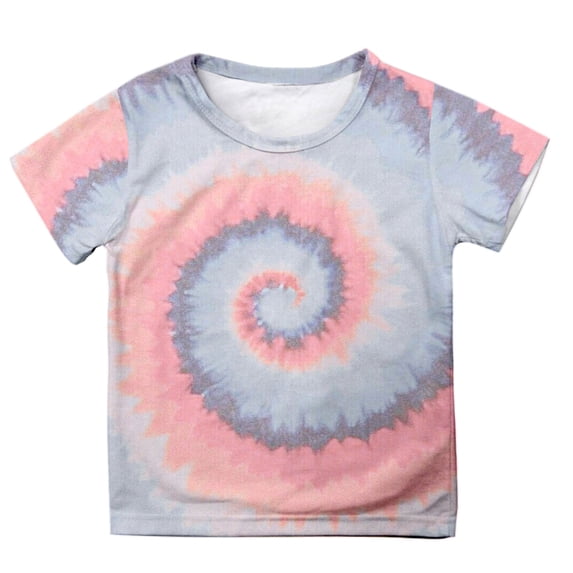 XUELUO Kids Boys Shirts & Tops Summer Rainbow Tie Dye Print Crew Neck Short Sleeve Fashion Tshirts Outwear,Multicolor,8-9 Years