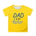 thumbnail image 1 of XUELUO Kids Girls Tops & T-Shirts Summer Father's Day Letter Print Crew Neck Short Sleeve Loose Casual Fashion Tee Shirts Streetwear,Yellow,8-9 Years, 1 of 4