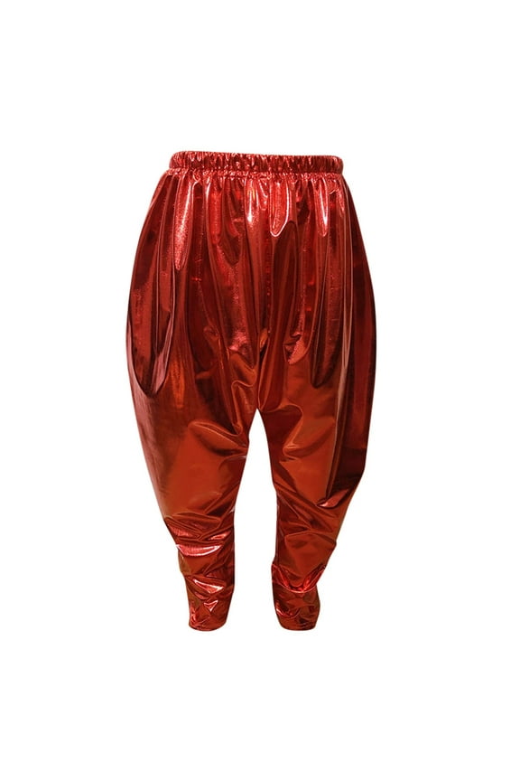 Kids Pants Elastic Waist Shiny Metallic Harem Dance Pants Loose Fit Modern Hop Street Dancewear For Party Disco Wear
