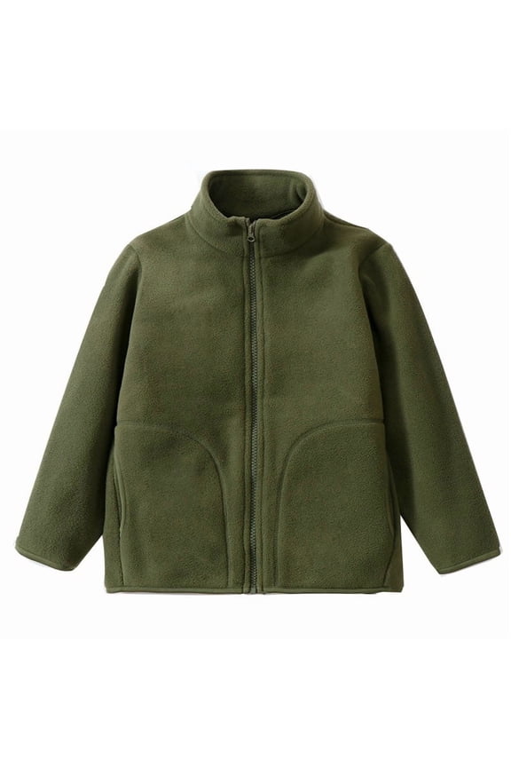 Little Boys Jacket Plain Thin Fleece Full Zipper Long Sleeve Jacket Spring Comfortable Sporty Outerwear Tops With Pocket
