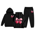 thumbnail image 1 of XUELUO Little Girls 2Pcs Hoodie Outfit Sets Long Sleeve Bow Cherry Print Tops And Pants Spring Fashionable Casual Sporty Clothes, 1 of 7