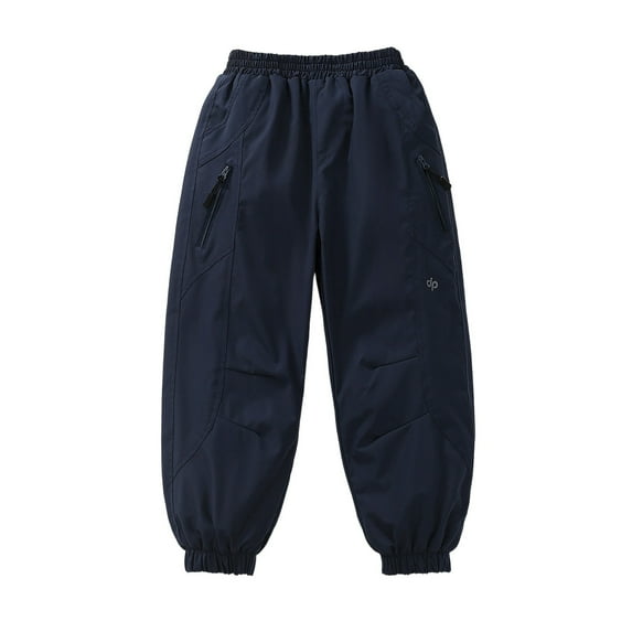 XUELUO Little Girls Boys Pants Elastic Waist Cargo Tapered Leg Pants Outdoor Hiking Windproof Sports Trousers With Zipper Pockets