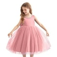 thumbnail image 1 of XUELUO Little Girls Dresses Plain Sleeveless Pearl Collar Decor Tulle Gown Formal Evening Party & Valentine Elegant Dress, 1 of 5