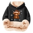 thumbnail image 1 of XUELUO Little Girls Hoodies Long Sleeve Drawstring Hood Fleece Lined Cow Snowflake Print Tops For Cold Weather Warm Soft Clothes, 1 of 5